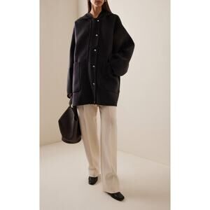 KHAITE Hessner Hooded Wool Coat Black - S